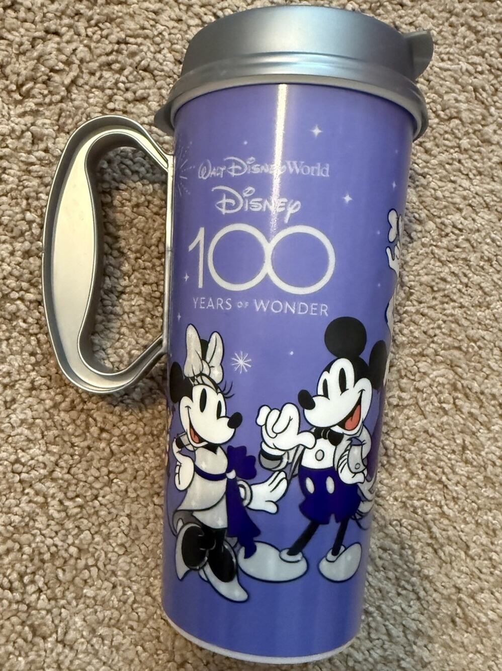 Disney Purple 100 Years of Wonder Travel Mug with Silver Lid